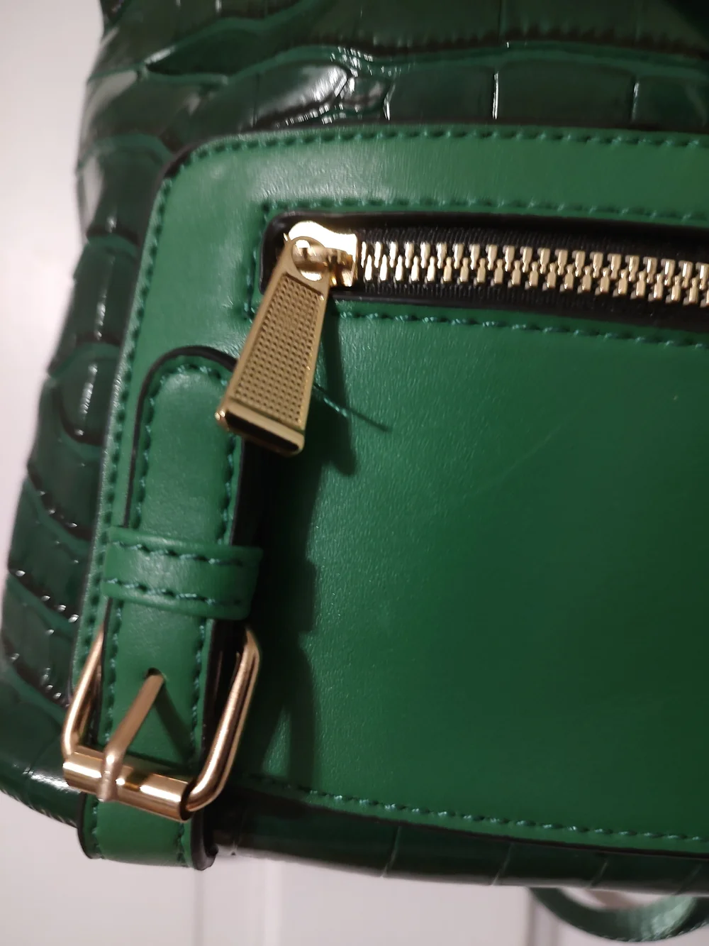 Green Croc-Embossed Mini Backpack - Unbranded